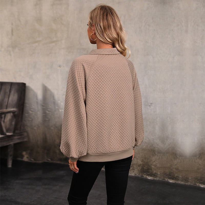 Luna | Women's Button-Front Voluminous Hooded Hoodie in Brown