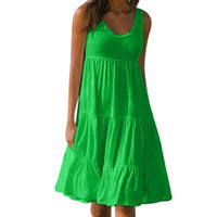 Lydia | Women's Sleeveless Round Neck Midi Dress in Green