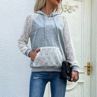 Lydia | Women's Hooded Lace Hoodie in Light Gray