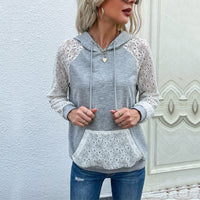 Lydia | Women's Hooded Lace Hoodie in Light Gray