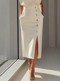 Lysandra | Women's Sleeveless Side Button Midi Dress