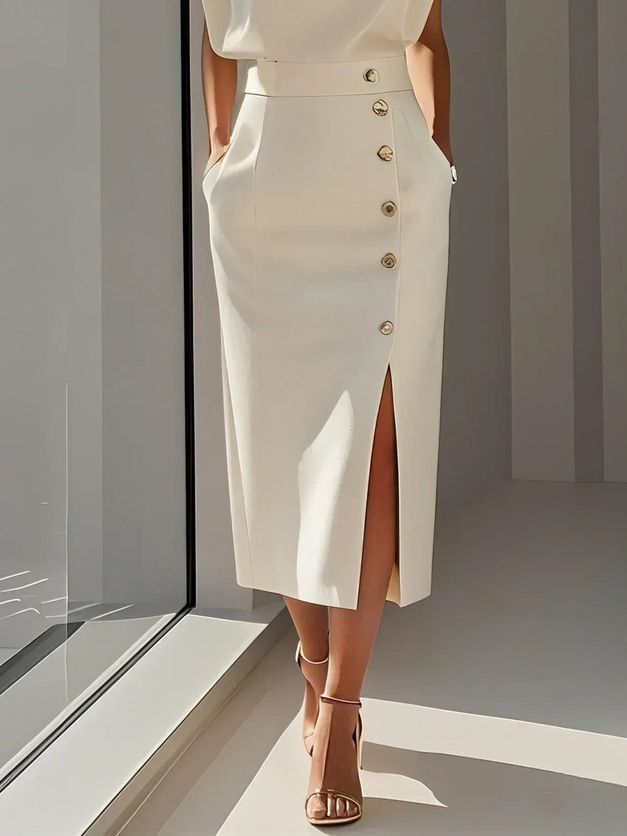 Lysandra | Women's Sleeveless Side Button Midi Dress