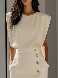 Lysandra | Women's Sleeveless Side Button Midi Dress