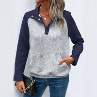 Lysandra | Women's Textured Pockets Hooded Hoodie in Dark Blue