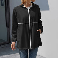 Lysbeth | Women's Pockets Lightweight Hooded Jacket in Black