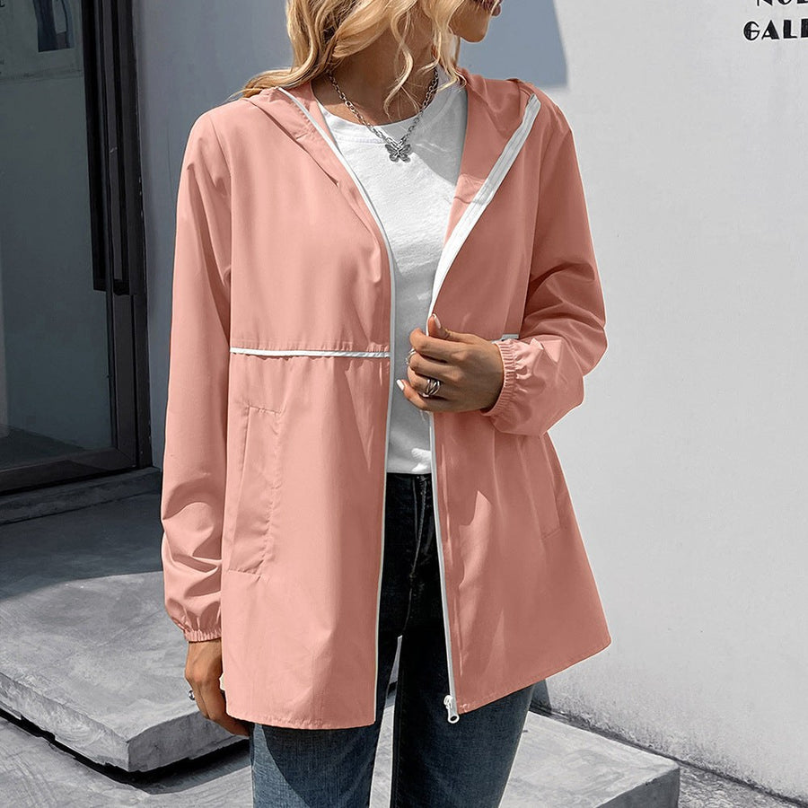 Lysbeth | Women's Pockets Lightweight Hooded Jacket in Pink