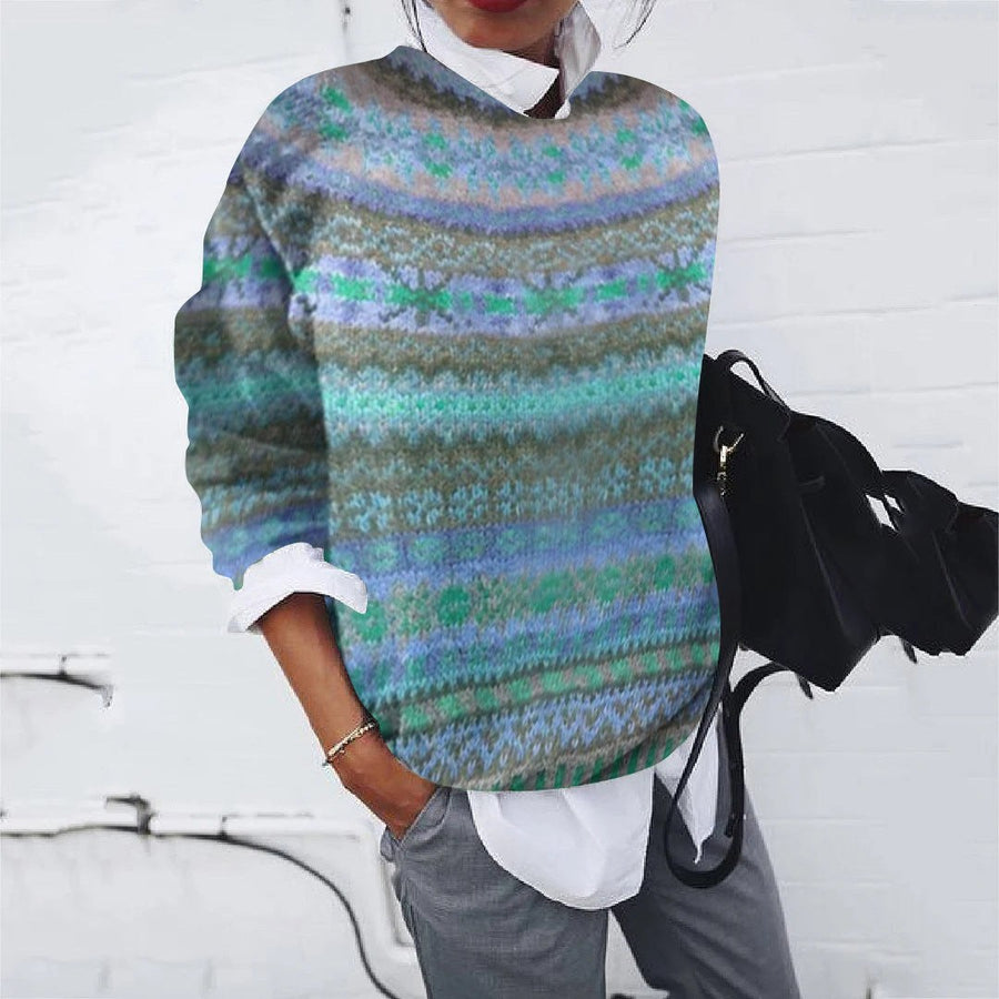 Mabel | Women's Knit Modern Sweater in Blue