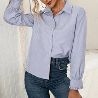 Mabella | Women's Striped Fashionable Blouse in Blue White