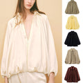 Mabilia | Women's V-Neck Lightweight Satin Jacket