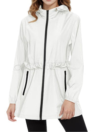 Madelaine | Women's Drawstring Pockets Lightweight Jacket in White
