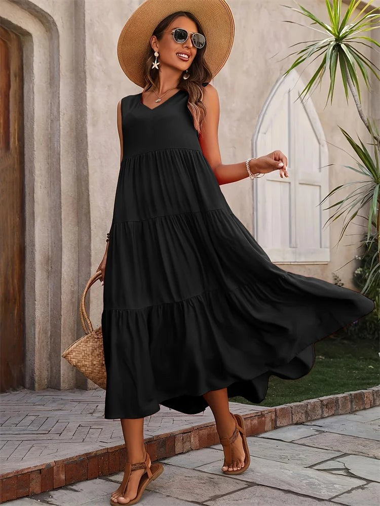 Madeleine | Women's Sleeveless V-Neck Maxi Dress