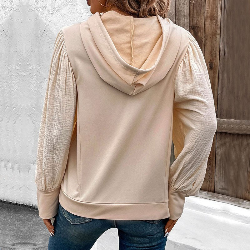 Maeve | Women's Voluminous Pockets Hooded Hoodie in Hellbeig