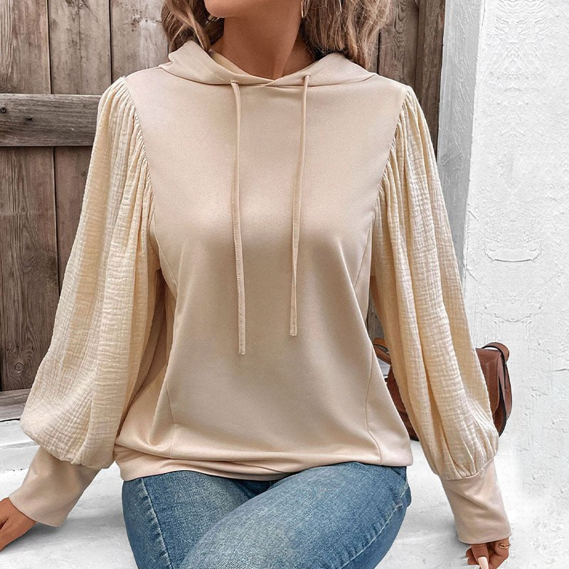 Maeve | Women's Voluminous Pockets Hooded Hoodie in Hellbeig