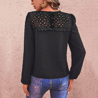 Magdalene | Women's Textured Sheer Blouse in Black