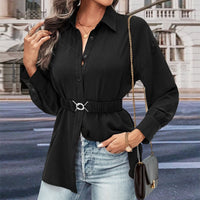 Magnhild | Women's Belted Blouse in Black