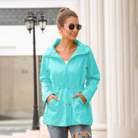 Mahalia | Women's Pockets Lightweight Jacket in Water Blue