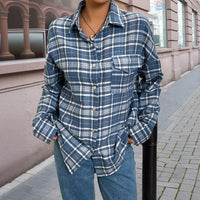Maia | Women's Button Detail Blouse in Blue