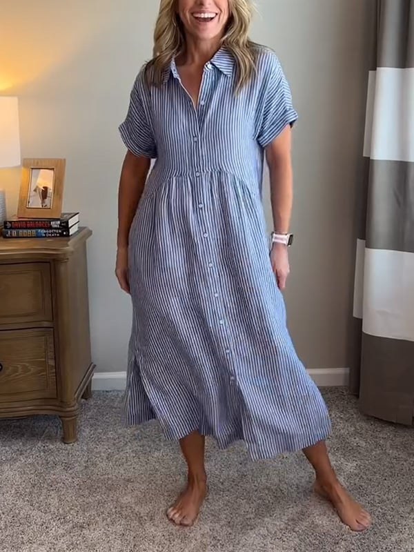 Malou | Women's Striped Button-Up Dress