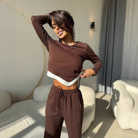 Malvina | Women's Elastic Waist Button Detail Two-Piece Set