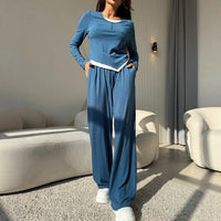 Malvina | Women's Elastic Waist Button Detail Two-Piece Set