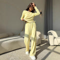 Malvina | Women's Elastic Waist Button Detail Two-Piece Set