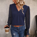 Mandoline | Women's V-Neck Sheer Puff Sleeve Blouse