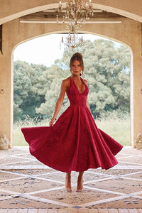 Marcella | Women's V-Neck Halterneck Maxi Dress