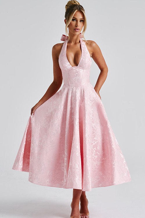 Marcella | Women's V-Neck Halterneck Maxi Dress