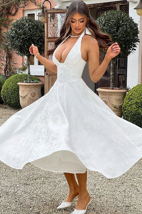 Marcella | Women's V-Neck Halterneck Maxi Dress