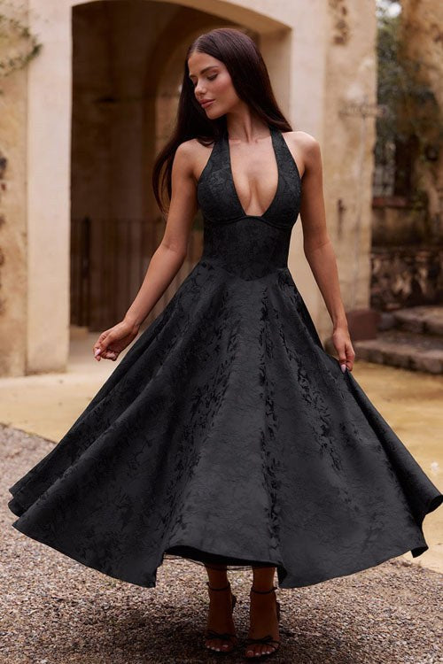 Marcella | Women's V-Neck Halterneck Maxi Dress