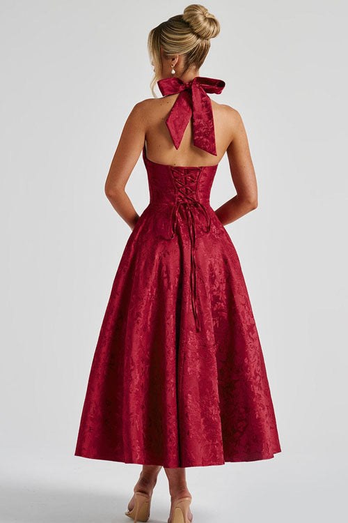 Marcella | Women's V-Neck Halterneck Maxi Dress