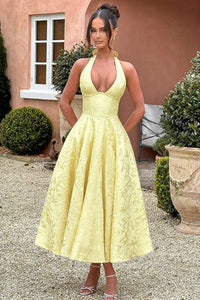 Marcella | Women's V-Neck Halterneck Maxi Dress