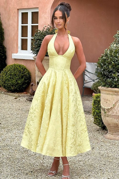 Marcella | Women's V-Neck Halterneck Maxi Dress