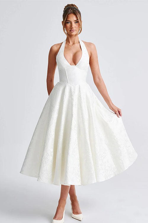 Marcella | Women's V-Neck Halterneck Maxi Dress