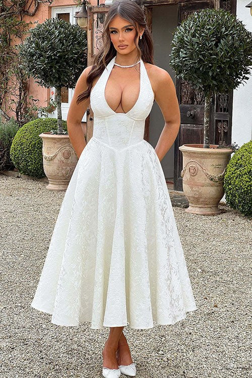 Marcella | Women's V-Neck Halterneck Maxi Dress