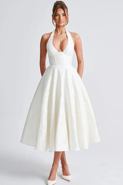 Marcella | Women's V-Neck Halterneck Maxi Dress