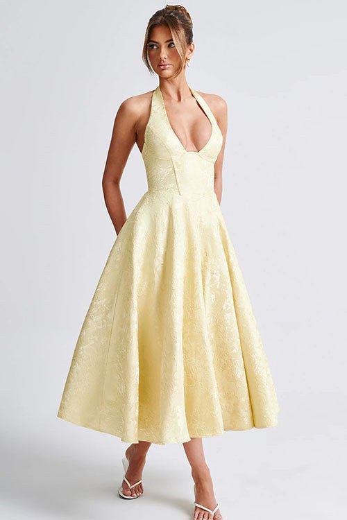 Marcella | Women's V-Neck Halterneck Maxi Dress