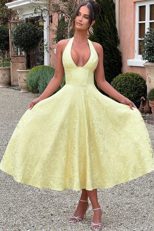Marcella | Women's V-Neck Halterneck Maxi Dress
