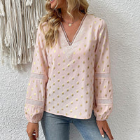 Marcheline | Women's V-Neck Blouse in Pink