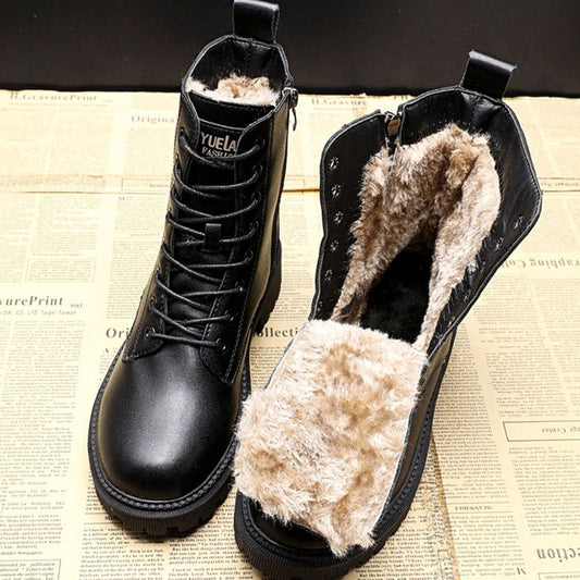 Marcia | Women's Warm Lined Lace-Up Winter Ankle Boots in Black in Black