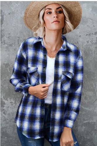 Margaux | Women's Pockets Blouse in Dark Blue