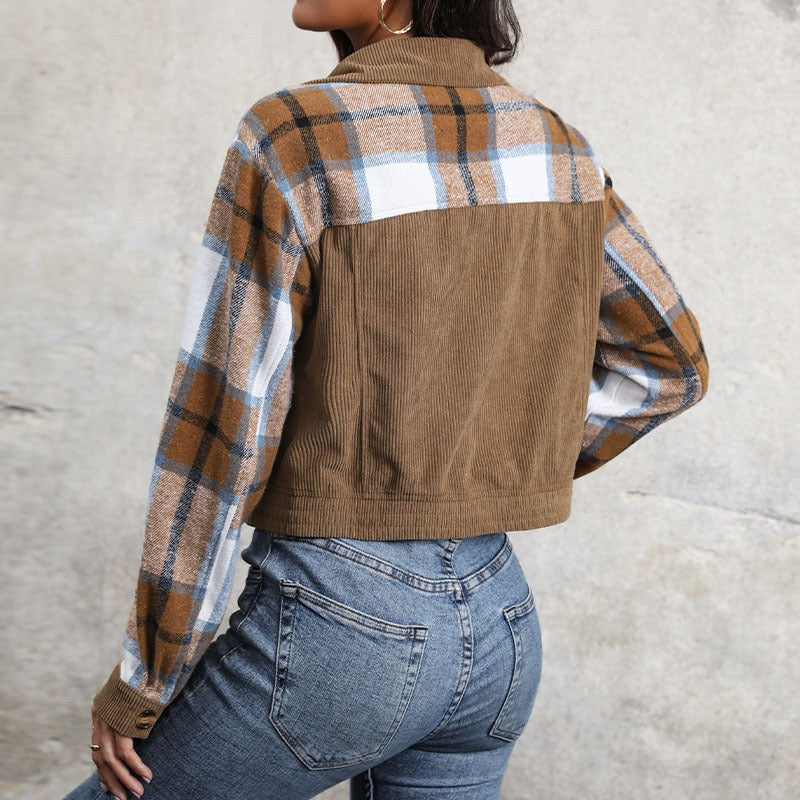 Margery | Women's Pockets Corduroy Jacket in Khaki