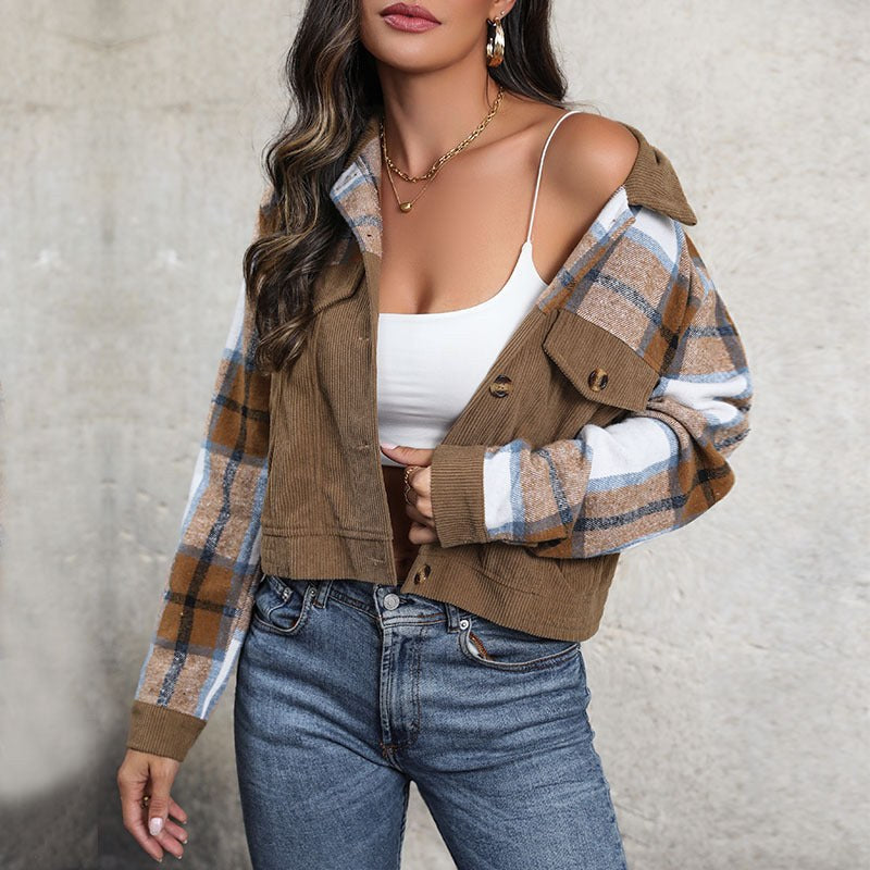 Margery | Women's Pockets Corduroy Jacket in Khaki
