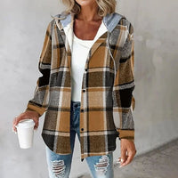 Margot | Women's Plaid Hooded Jacket with Relaxed Fit in Brown