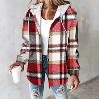 Margot | Women's Plaid Hooded Jacket with Relaxed Fit in Mehrfarbig