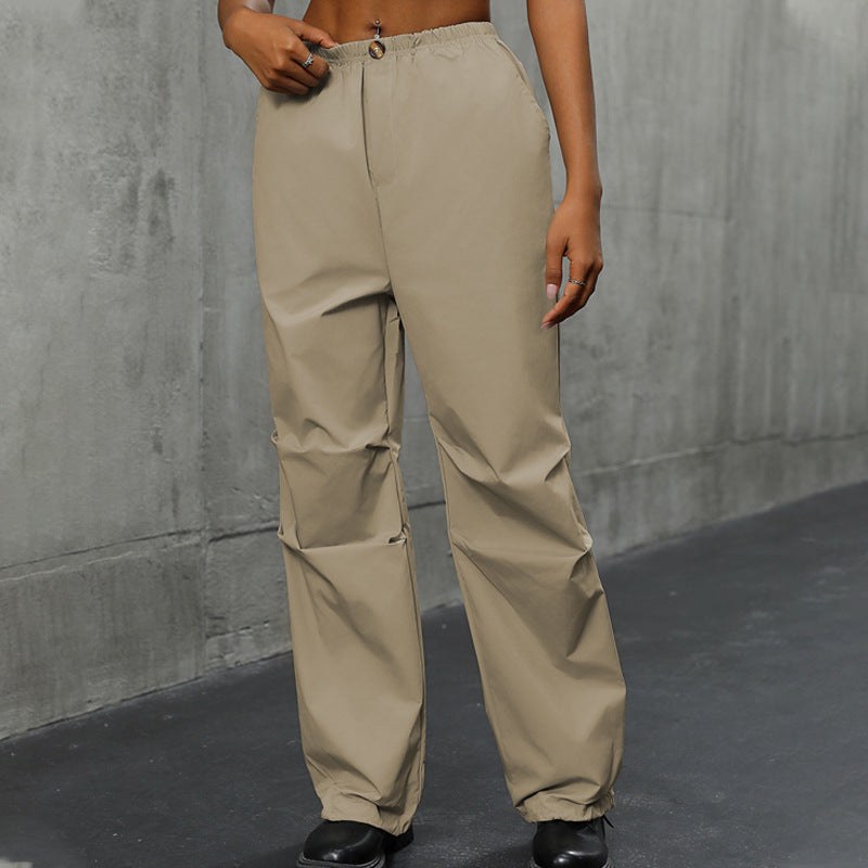 Marguerita | Women's Elastic Waist Pockets Pants – Dress Pants in Khaki