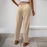 Mariabella | Women's Elastic Waist Pockets Dress Pants in Apricot