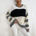 Marialena | Women's V-Neck Striped Knit Sweater