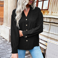 Mariangela | Women's Button-Front Lightweight Blouse Top in Black