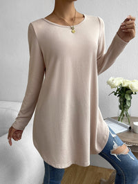 Maribella | Women's Crew Neck Long Sleeve Elegant Top in Apricot